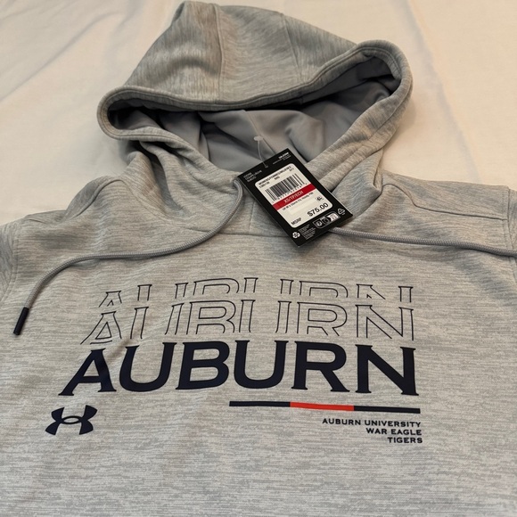 NEW Auburn University Under Armour XS Light Gray Hoodie Sweatshirt War Eagle - Picture 2 of 8